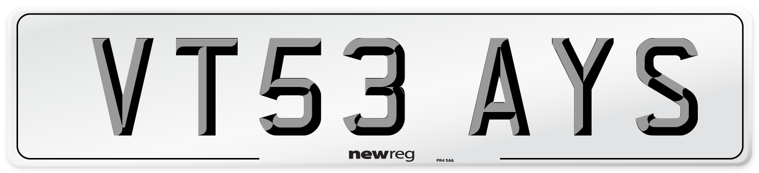 VT53 AYS Number Plate from New Reg